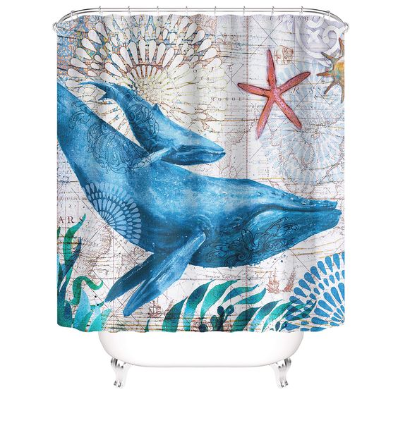 

4 pcs dolphins shower curtain sets with non-slip rug,toilet lid cover,bath mat and 12 hooks,dolphins shower curtain durable