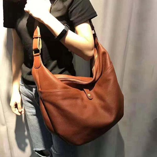 

evening bags woman folding soft shoulder fashion large genuine leather tote ladies korean design casual messenger bag feminina handbags