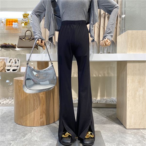 

capri niche design 2021 silt high waist simple bell bottoms pants, Black;white