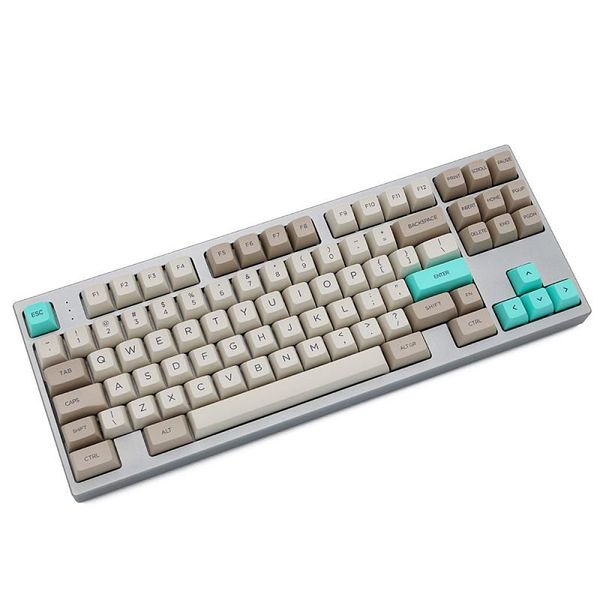 

keyboards sa profile dye sub keycap set pbt mechanical keyboard plastic retro beige for grey cyan gh60 xd64 xd84 xd96 87 104