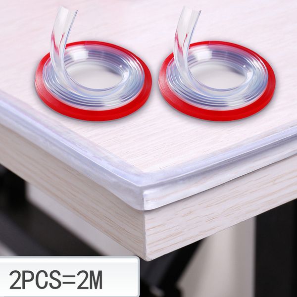 

2m transparent table edge furniture guard corner protectors bumper strip with double-sided tape for cabinets tables drawers