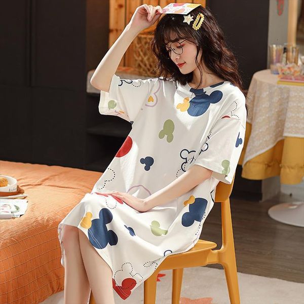 

cute cartoon nightgowns dressing womens sleepwears gown summer nightdress cotton nighty sleepshirt plus size pijamas pyjama, Black;red