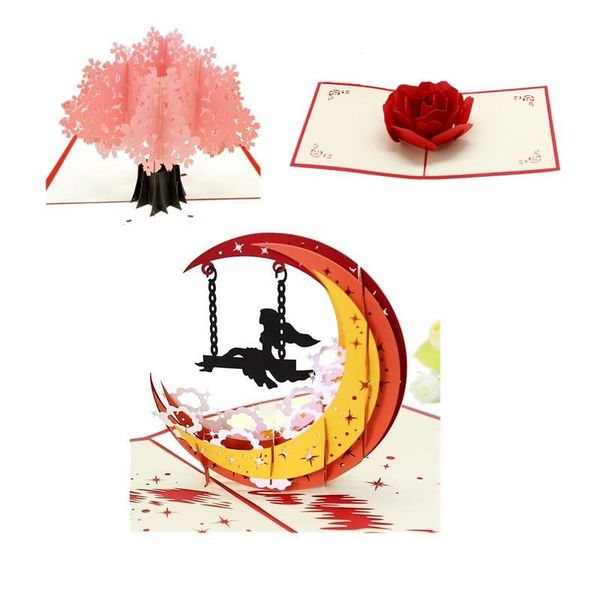

greeting cards 1pcs 3d love -up valentines day gift postcard with envelope stickers wedding invitation anniversary