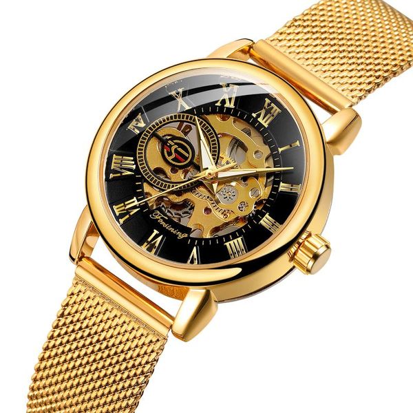 

wristwatches forsining women watches waterproof fashion brand mesh belt clock luxury mechanical automatic wrist wristwatch rejol mujer, Slivery;brown