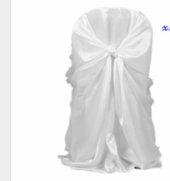 

2021 satin self tie chair cover for wedding / universal chair cover, White