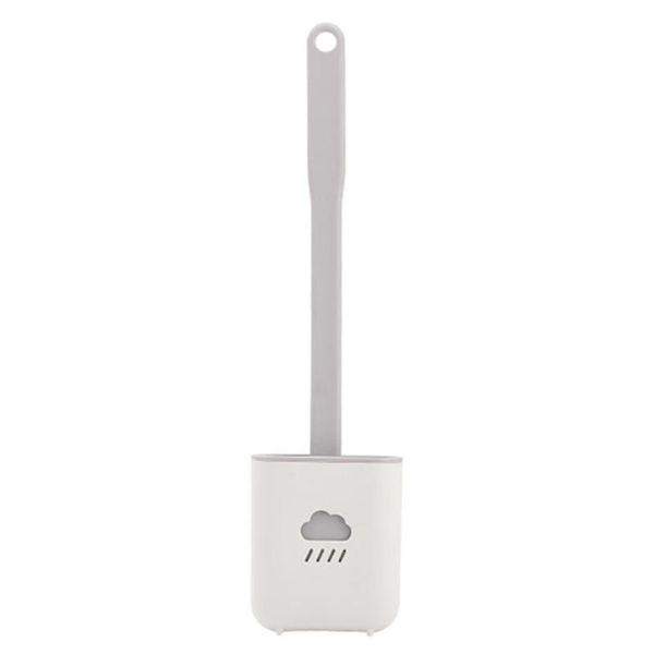 

bath accessory set wall-mounted cloud silicone toilet brush with base cleaning tpr head flat bathroom accessories