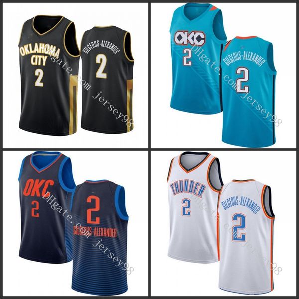 

oklahoma city thunder men #2 shai gilgeous-alexander retro basketball jersey, Black