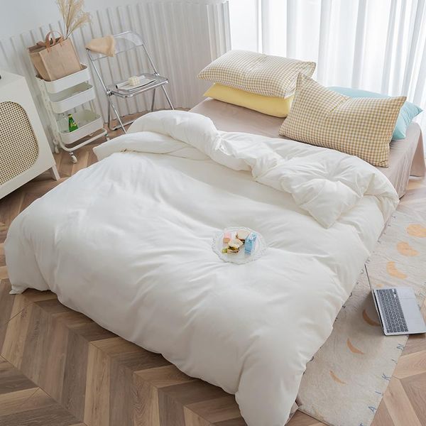 

bedding sets solid color white quilt cover pillowcase bed flat sheets modern duvet twin full single girls bedclothes