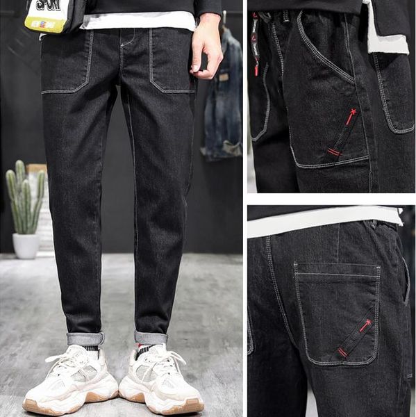 

spring new products hong kong version loose men's jeans ljn098 trendy young japanese small feet harem pants men jean nice gift give you, Blue