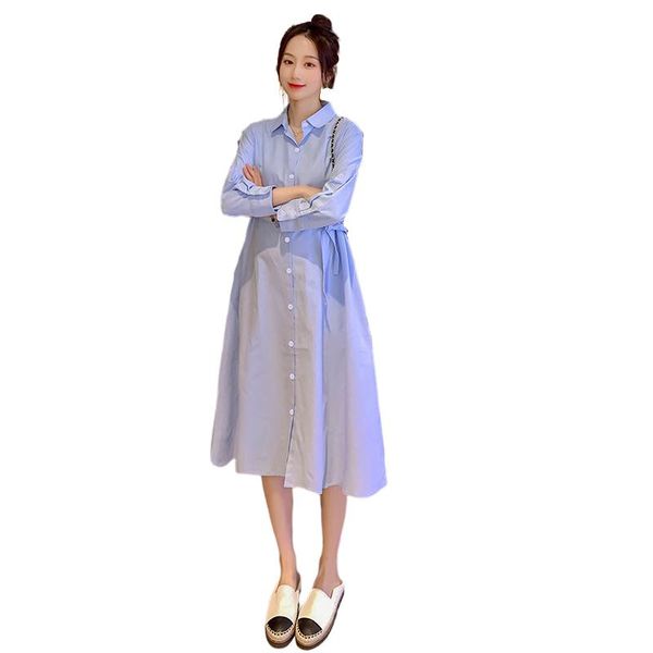 

maternity dresses loose adjustable thin releasable nursing clothings pregnant women blue pregnancy clothes 2021 autumn, White