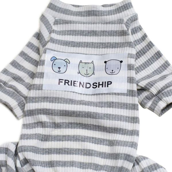 

dog apparel stripes jumpsuit pajamas coats clothes pet gray pink s-xxl
