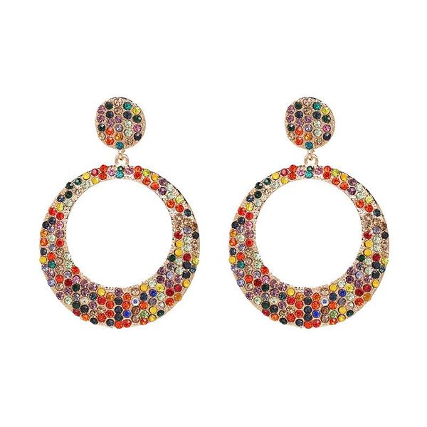 

dangle & chandelier fashion shiny crystal drop earrings for women boho charm multicolor round pendant earring wedding party jewelry christma, Silver