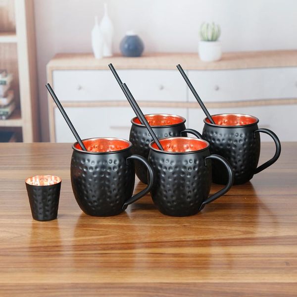 

mugs queenbar 550ml hammered copper plated moscow mule mug beer cup coffee travel with straw and s glass set