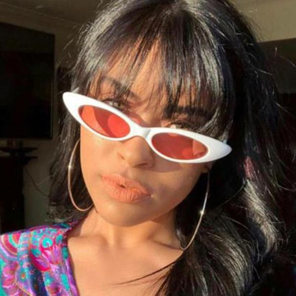 

sunglasses 90s personality narrow small oval luxury designer tiny plastic frame eyeglasses retro sun glasses uv400, White;black