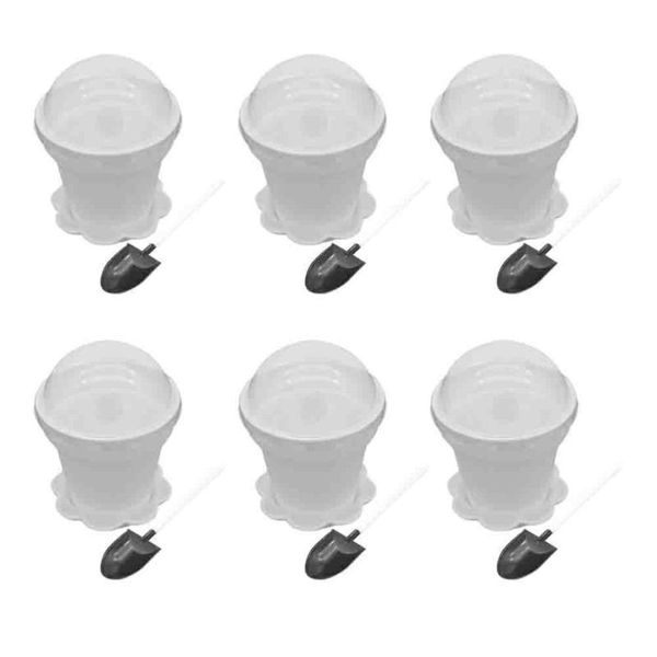 

other festive & party supplies 20pcs creative flowerpot cake cups ice cream cup dessert container for yogurt mousse (white, with lid and spo