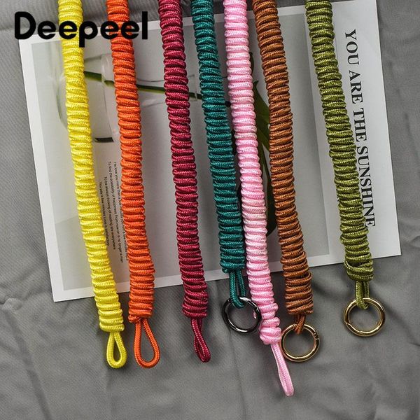 

bag parts & accessories 5pcs deepeel 60cm colorful polyester braided straps diy woven rope handbag shoulder strap silver ring hardware, Black