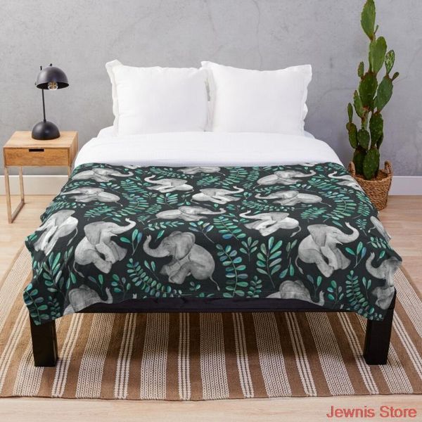 

blankets laughing baby elephants emerald and turquoise blanket snowflake wool coral fleece bedspread portable