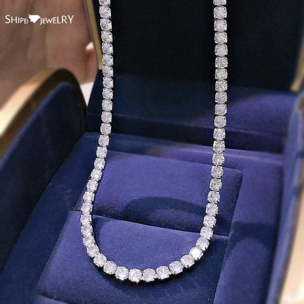 

chains shipei 925 sterling silver created moissanite gemstone anniversary party couple short necklace fine jewelry wholesale