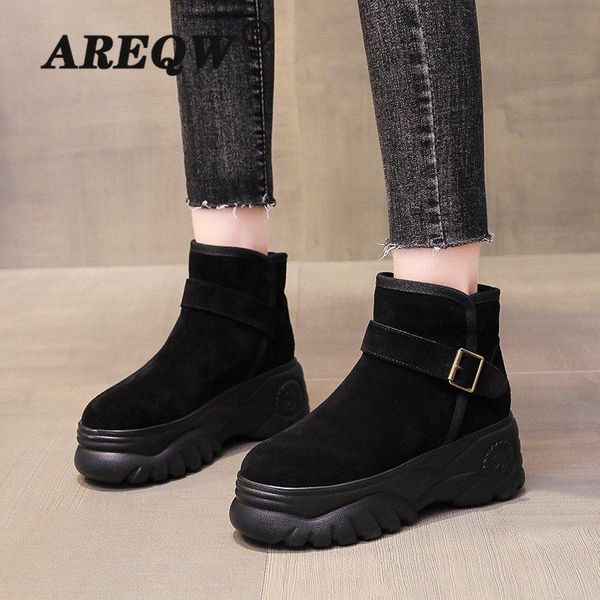 

boots 2021 female winter fashion trend flat shoes casual wild light breathable thick bottom, Black