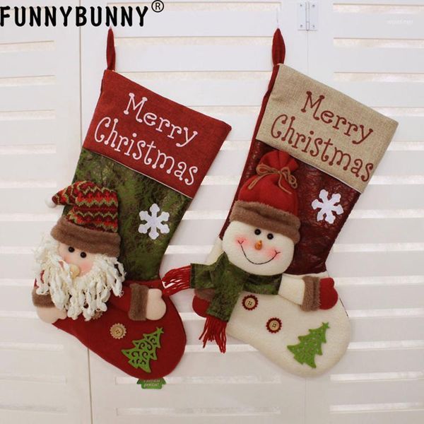 

christmas xmas stocking cute decorations gift toys stockings bag 3d plush linen hanging tag1