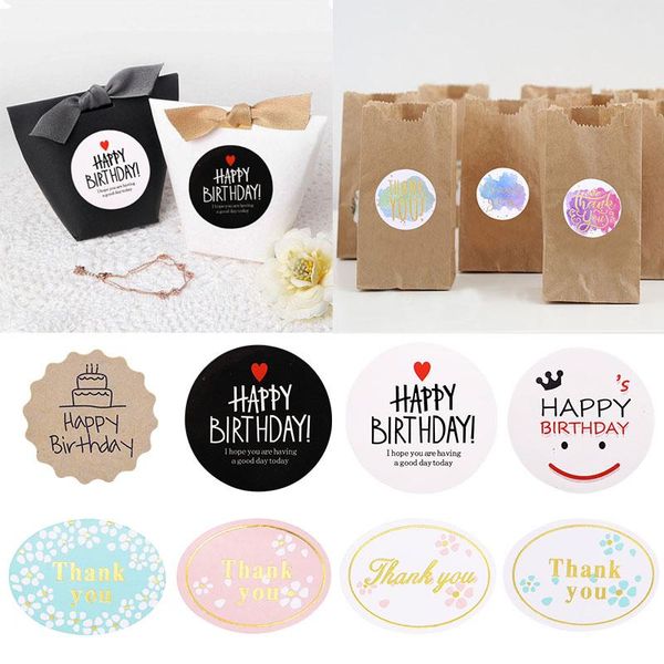 

sheets happy birthday thank you stickers candy bag sealing package label for party supplies christmas decor gift wrap