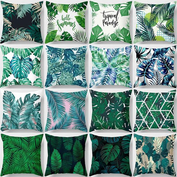 

cushion/decorative pillow 1pcs tropical green plants pattern decorative cushions pillowcase polyester cushion cover throw sofa decoration 40