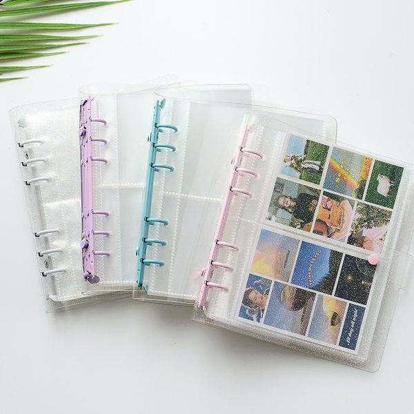 

jewelry pouches, bags 200pcs card slots transparent storage book loose-leaf earring buckle large capacity jewlery organizer, Pink;blue