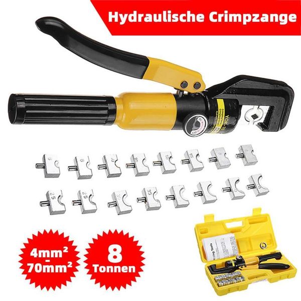 

hydraulic tools 8t hydraulics crimping wire cable lug terminal cutting tool w/ 9 dies+carry case for 4-70mm