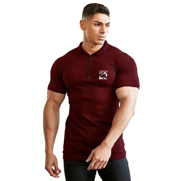 

summer casual short-sleeved men's lapel polo shirt large size european and simple fitness polo shirt men's embroidery, White;black