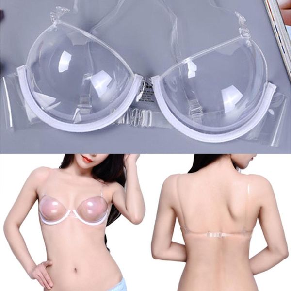 

bras transparent clear bra invisible strap push up disposable underwear without steel ring adjustable comfortable camisole, Red;black