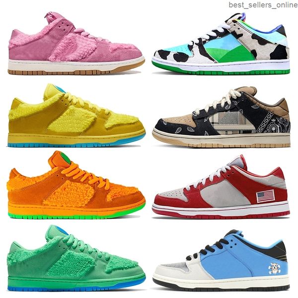 

wholesale trainers dunks shoes women mens running pink yellow orange green bears chunky dunky sneakers, Black