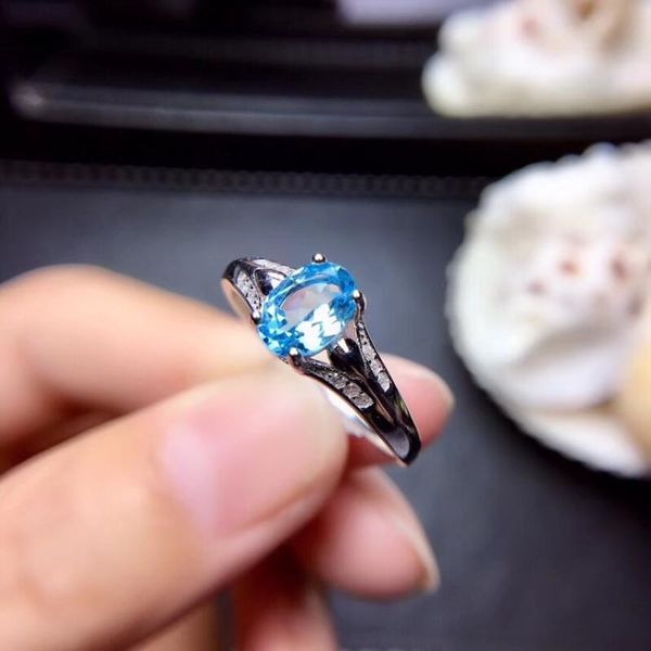 

cluster rings simple classic clear blue z gemstone ring with 925 silver, Golden;silver