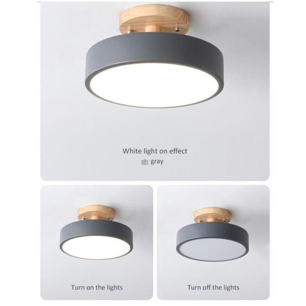 

ceiling lights modern led light round lamp nordic macaron wooden metal lamps for bedroom living room corridor decor