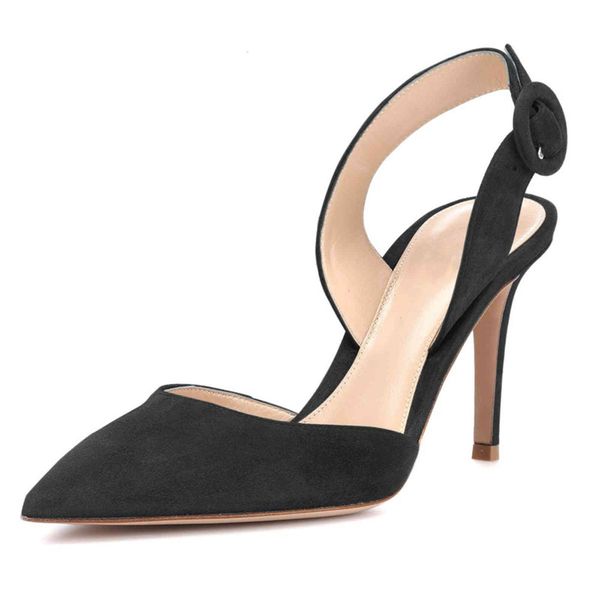 

dress shoes lovirs women slingback d'orsay back strap pumps pointed toe high heel slide sandals office thin hbtg, Black