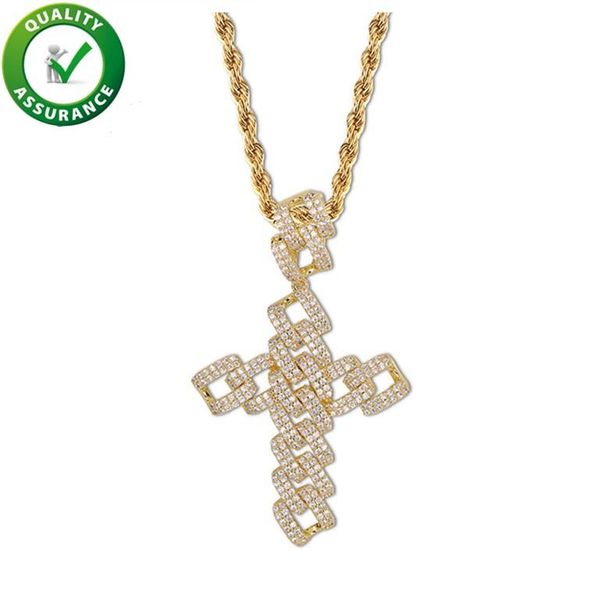 

hip hop jewelry cross necklace iced out chains luxury designer mens gold chain pendants diamond bling pandora style charms rapper fashion, Silver