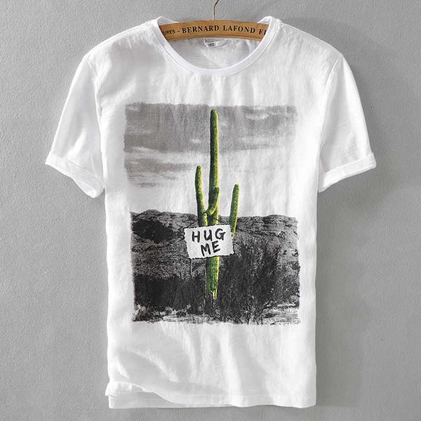

women's t-shirt mens vero respirvel algodo e linho-de manga curta t-shirt ocasional em torno do pescoo da marca t homens camisa camiset, White