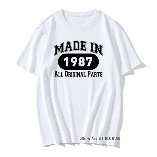 

men's t-shirts made in 1987 mens funny print graphic t-shirt gift for birthday anniversary 100% cotton round collar, White;black