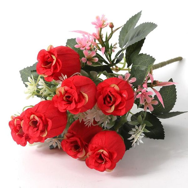 

decorative flowers & wreaths charming vintage artificial silk tea rose 7 head 4 leaves bouquet home retro fake flower party wedding decorati