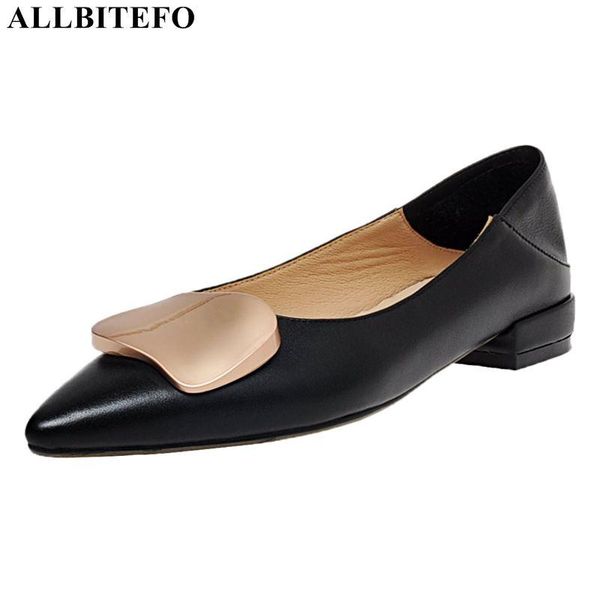 

dress shoes allbitefo genuine leather thick heel office ladies women party heels, Black