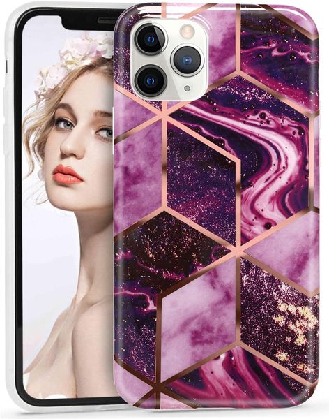 

marbel case for iphone 12 pro max - 6.7 inch, glossy iphone 12 pro max case, non slip, drop protection bumper cover, anti scratch marble bac