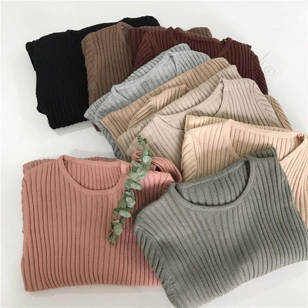 

basic knitted autumn winter bottoming womens sweaters pullovers casual o neck slim jumper korean sweater, White;black