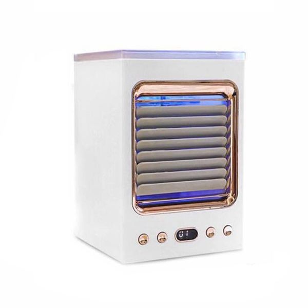 

mini portable refrigeration air conditioner multi-function humidifier deskcooler for office home,white+gold electric fans