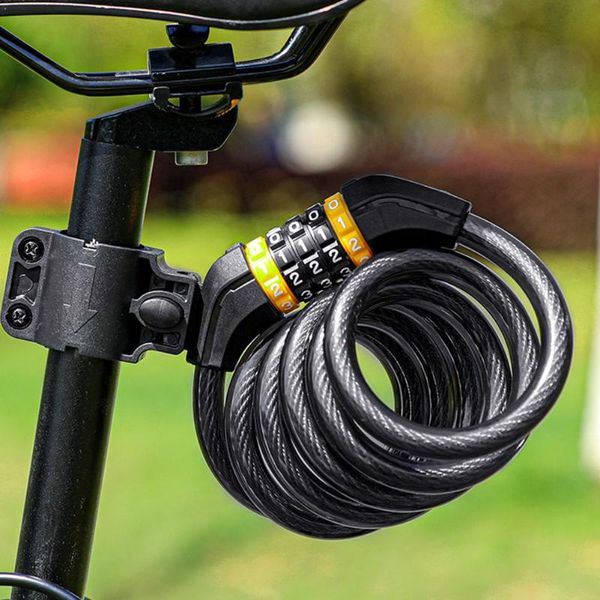 

bike locks safety password code mountain 1.5mx12mm resettable combination outdoor chain cable high security bicycle lock scooter