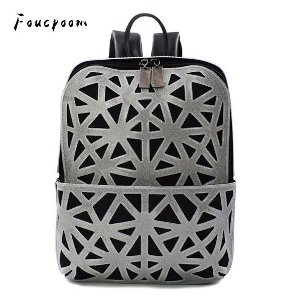 

backpack fashion women geometric student fold bagpack holographic travel bags for school backpacks jelly bag mochila