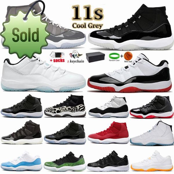 

11 basketball shoes 11s high og cool grey low legend blue 25th anniversary bred space jam concord tech gamma blue mens sports sneakers, Black