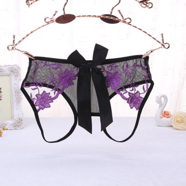 

women's panties muqgew charming alluring seamless low-rise lace lady panty hollow crotchless girl underwear, Black;pink