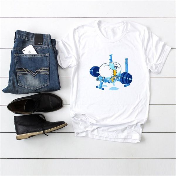 

fun egg print casual womens o neck short sleeved summer harajuku, White