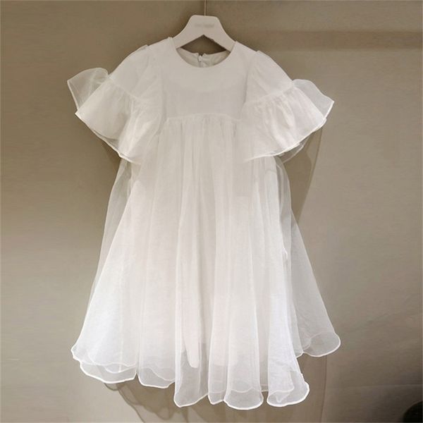 

[ewq] summer new ladies casual loose brief butterfly sleevet shirt women elegant sweet loose long mesh leisure t-shirt 210330, White