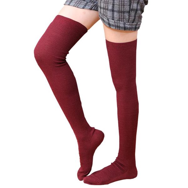 Sports Sports Autumn Mulheres Overn-Knee Sock Extra Long Soild Color Preto cinza Soffias confortáveis ​​estilo japonês harajuku