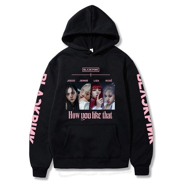 

men's hoodies album print hoodie men's and women's casual sweatshirt, Black
